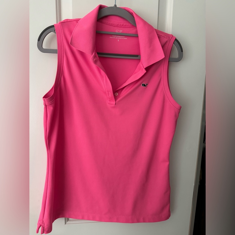 Vineyard Vines Bright Pink Sleeveless Polo Top